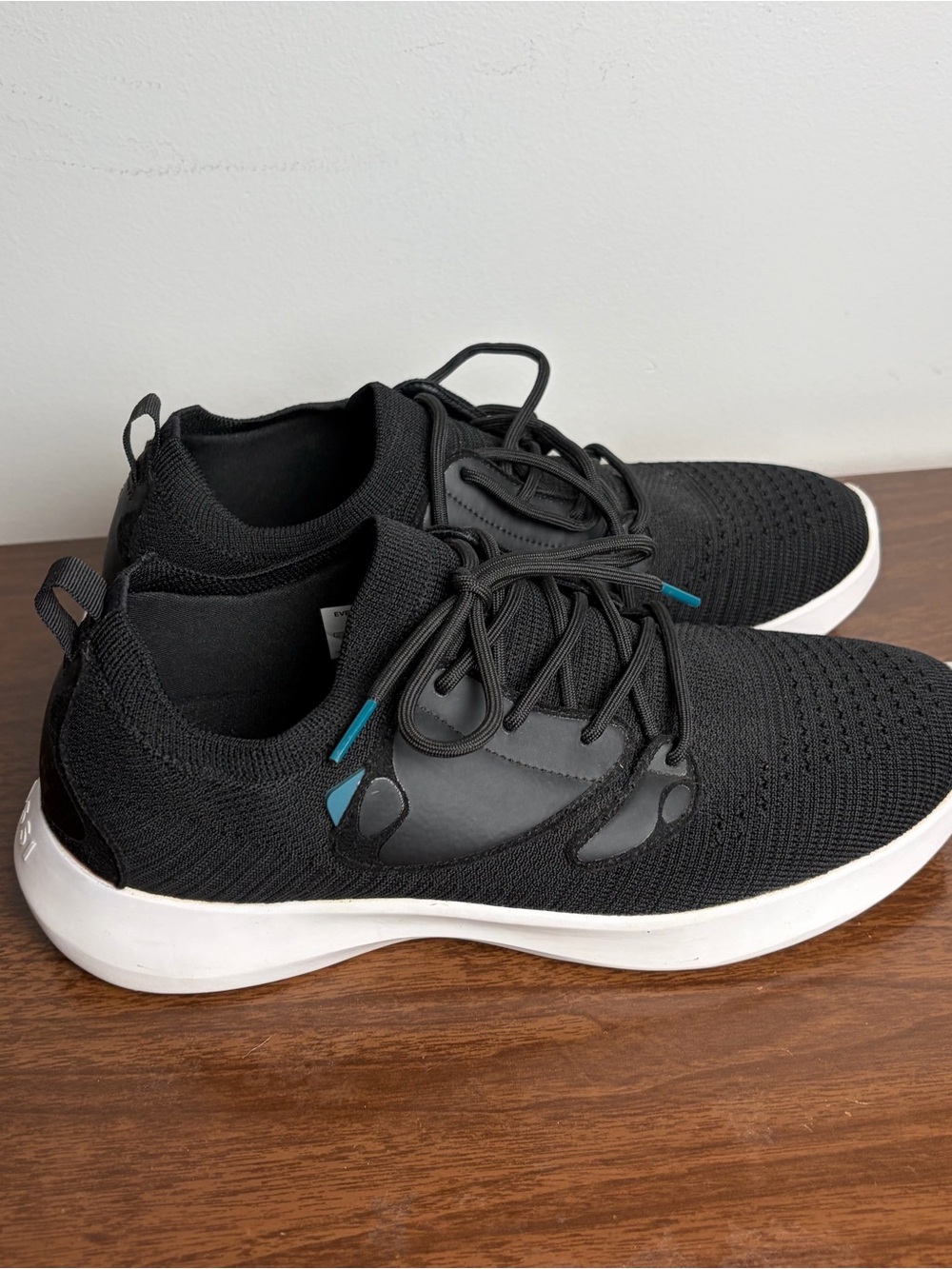 Vessi Men's Everyday Black Knit Athletic Sneakers with White Sole